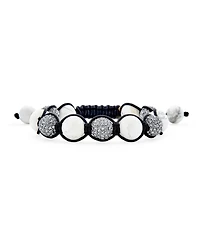 Bling Jewelry Black Pave Crystal Ball Bracelet Black Cord String Adjustable