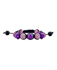 Bling Jewelry Black Pave Crystal Ball Bracelet Cord String Adjustable