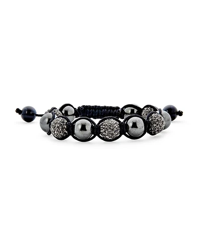 Bling Jewelry Black Pave Crystal Ball Bracelet Cord String Adjustable