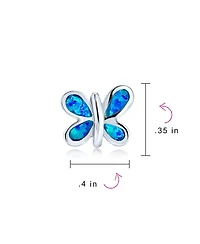 Bling Jewelry Blue Opal Butterfly Stud Earrings Sterling Silver Jewelry