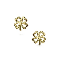 Bling Jewelry Luck of the Irish Celtic Shamrock Stud Earrings in Two Tone Gold & Silver