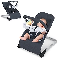 Slickblue Kids Portable Bouncer Chair with Removable Cover and Interactive Toy Bar
