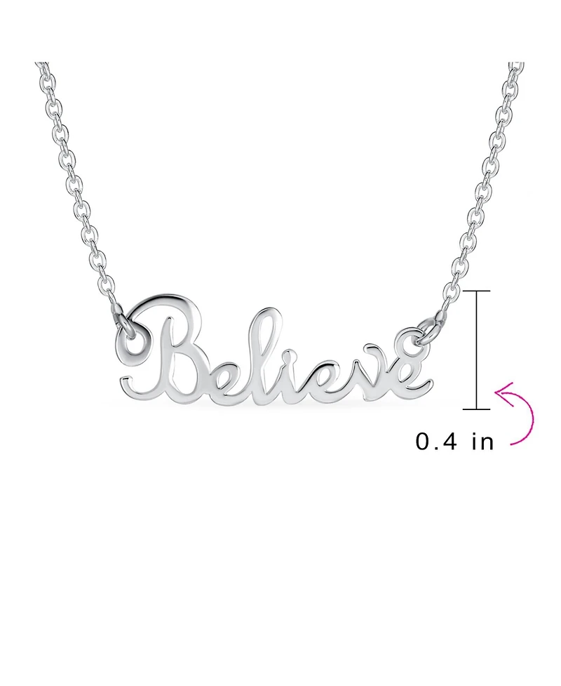 Bling Jewelry Sideways Station Script Word Believe Pendant Necklace .925 Sterling Silver 16"