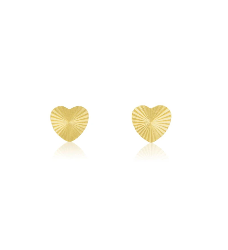 The Lovery Fluted Heart Stud Earrings 14K Gold