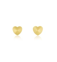 The Lovery Fluted Heart Stud Earrings 14K Gold