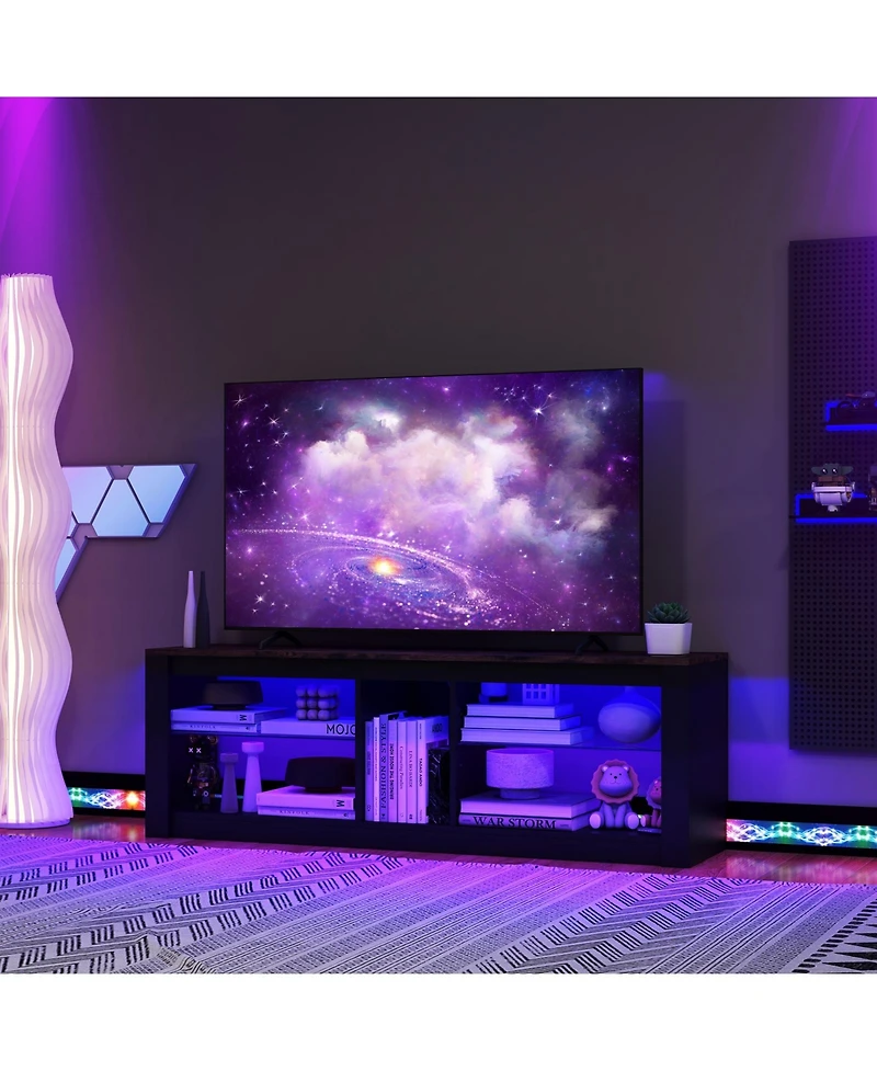 Modern Tv Stand with Led Lights and Adjustable Shelves Stylish Entertainment Center for Living Room