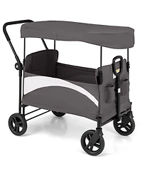 2-Seat Stroller Wagon with Adjustable Canopy and Handles Comfortable and Convenient for Toddlers