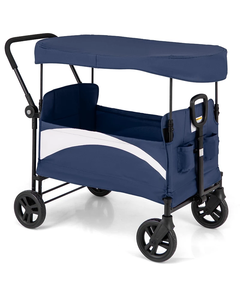2-Seat Stroller Wagon with Adjustable Canopy and Handles Comfortable and Convenient for Toddlers