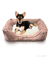 Details Microsuede Pet Bed, Dog Beds for Small Dogs and Cats, Calming Cuddler Bed for Pets with Sides and Plush Center