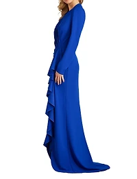 Tadashi Shoji Women's Markum Long-Sleeve Flounce Gown