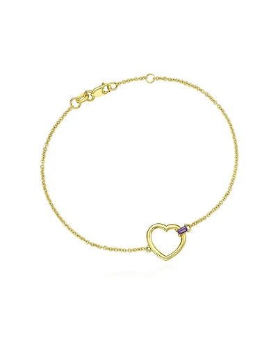 The Lovery Baguette Amethyst Open Heart Bracelet 14K Gold