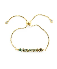 Bling Jewelry Fashion Stone Bolo Bracelet with Natural Pink Tourmaline Aquamarine Turquoise Gold Plated