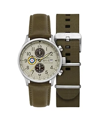 Avi-8 Men's Hawker Hurricane Classic Chronograph Khaki Leather Strap Watch, 43.5mm