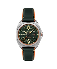 Avi-8 Men's Bell X-1 Machbuster Automatic Green Rubber and Leather Strap Watch, 41mm