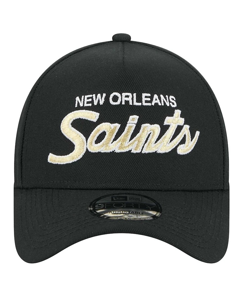 New Era Men's Black New Orleans Saints Smith 9FORTY Adjustable hat