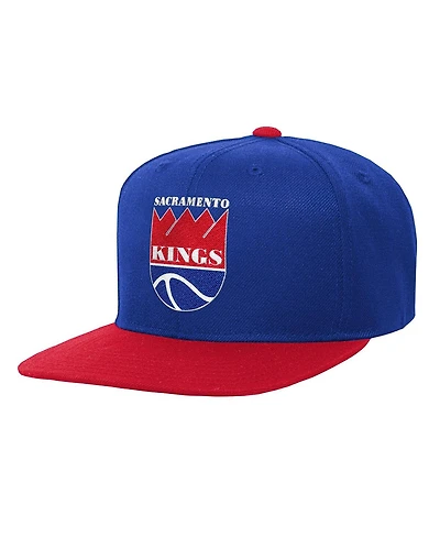 Mitchell & Ness Big Boys and Girls Blue/Red Sacramento Kings Team Logo Two-Tone Flatbrim Snapback Hat