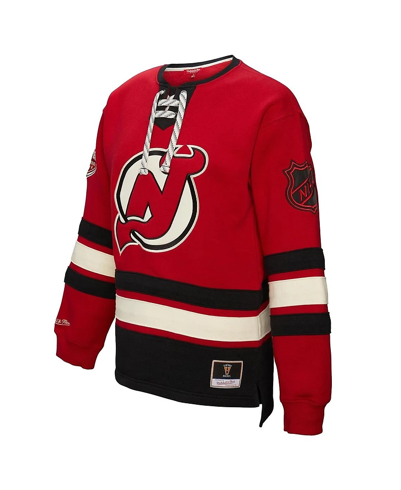 Mitchell & Ness Women's Red New Jersey Devils Heritage Lace-Up Pullover Sweatshirt