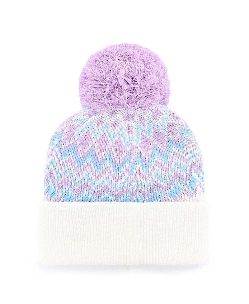 '47 Brand Big Girls White Toronto Blue Jays Elsa Cuffed with Pom Knit Hat