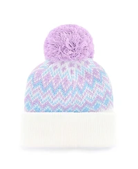 '47 Brand Big Girls White Toronto Blue Jays Elsa Cuffed with Pom Knit Hat