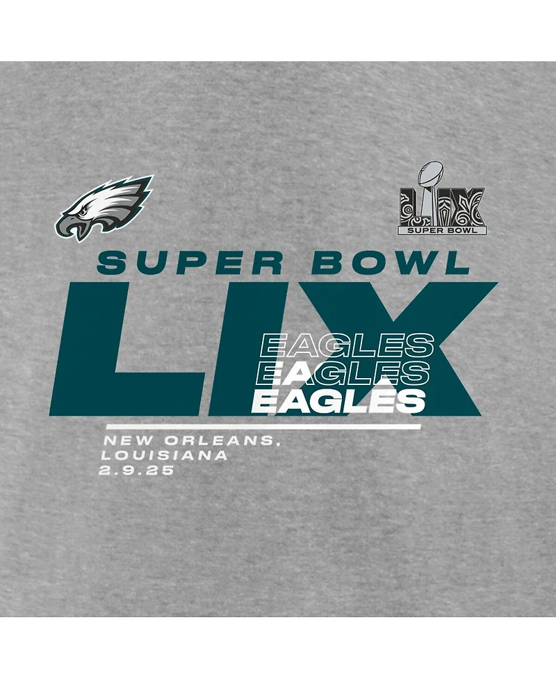 Fanatics Men's Heather Gray Philadelphia Eagles Super Bowl Lix Big Tall Quick Pass Long Sleeve T-Shirt