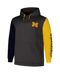 Fanatics Men's Charcoal Michigan Wolverines Big Tall Contrast Sleeves Pullover Hoodie