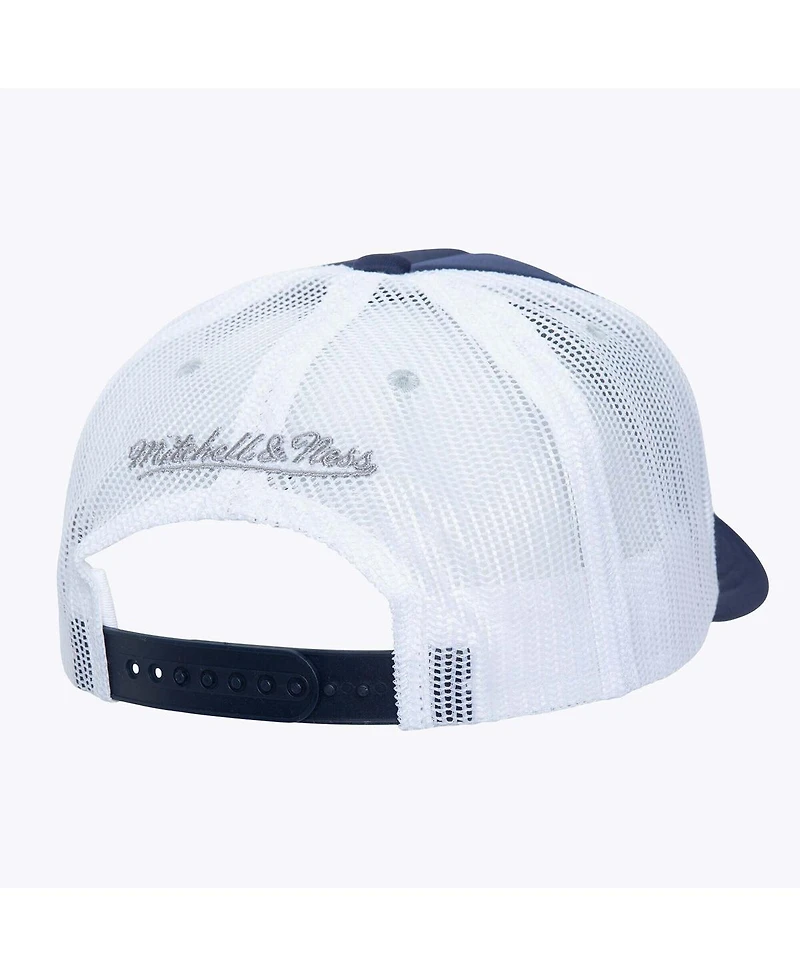 Mitchell & Ness Men's Navy/White Dallas Cowboys Stripe Front Trucker Adjustable Hat
