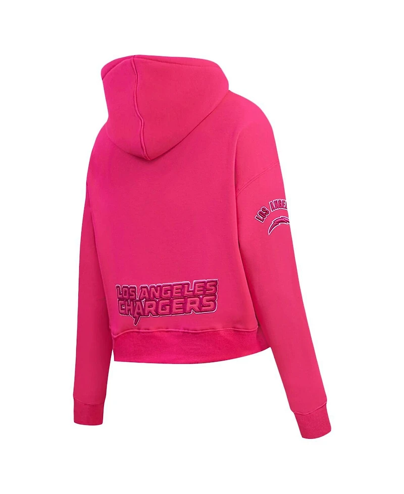 Pro Standard Women's Pink Los Angeles Chargers Triple Pink Cropped Fleece Pullover Hoodie