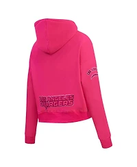 Pro Standard Women's Pink Los Angeles Chargers Triple Pink Cropped Fleece Pullover Hoodie