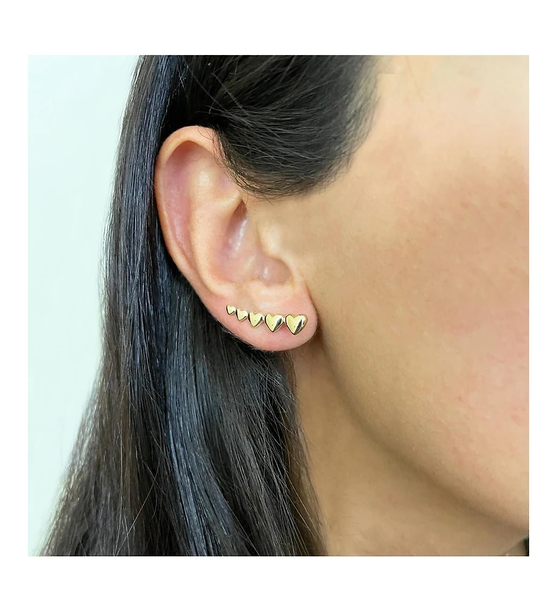 The Lovery Heart Ear Climber Earrings 14k Gold