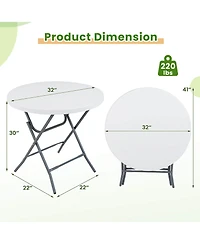 32" Round Folding Table Lightweight Portable Commercial Banquet Table for Picnic