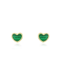 The Lovery Mini Malachite Heart Stud Earrings 14K Gold