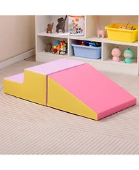 2-Piece Step and Slide Climber for Infants and Toddlers Soft Play Set with Blocks for Baby Fun