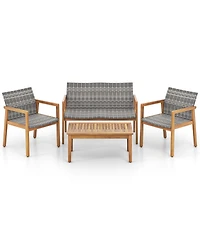 4-Piece Patio Furniture Set with Loveseat Single Chairs and Coffee Table