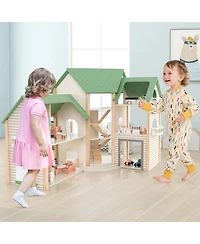 Corner Dollhouse Playset with 6 Rooms & 36 Pieces Fun Interactive Toy for Kids
