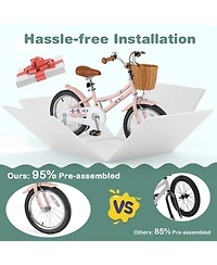 Kids Retro Bike with Adjustable Height Basket Fun Stylish Bicycle for Ages 4-7 Years Old