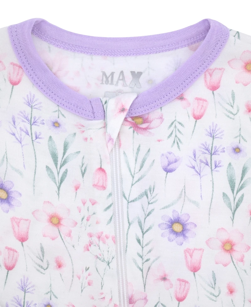 Max & Olivia Baby Girls Printed Coverall with Convertible Footie