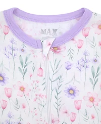 Max & Olivia Baby Girls Printed Coverall with Convertible Footie