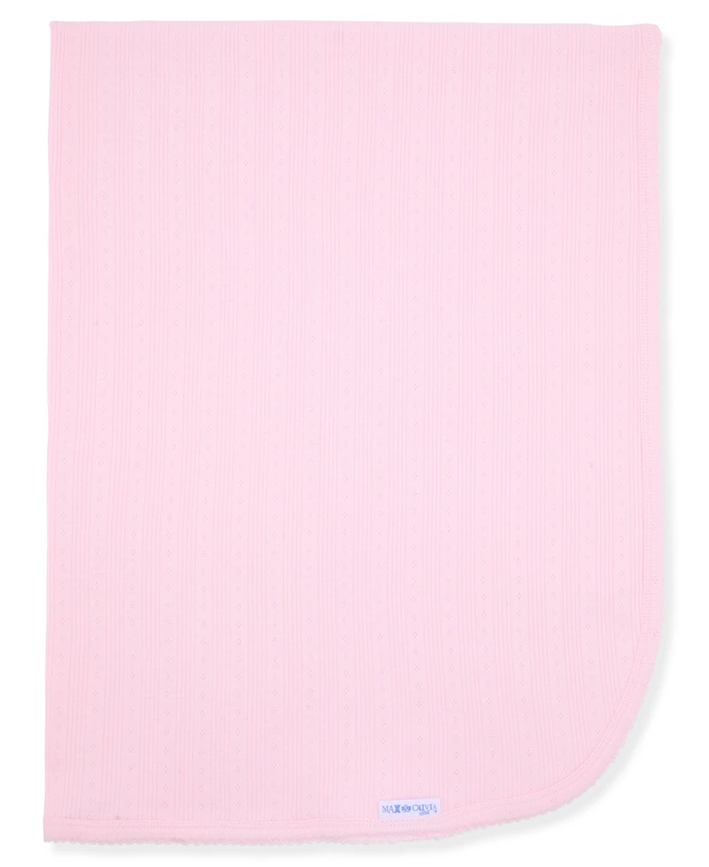 Max & Olivia Newborn Girls Pointelle Reversible Swaddle Blanket