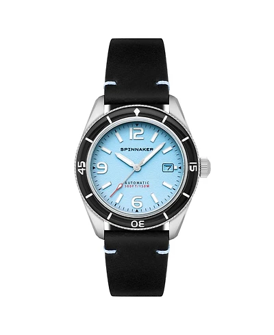 Spinnaker Men's Fleuss Automatic Black Leather Strap Watch, 43mm