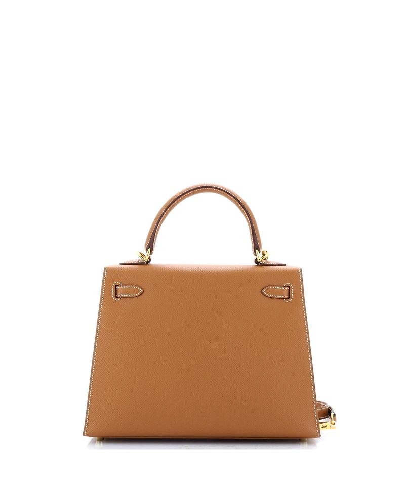 Pre-Owned Hermes Kelly 25 Handbag Brown Epsom with Gold Hardware