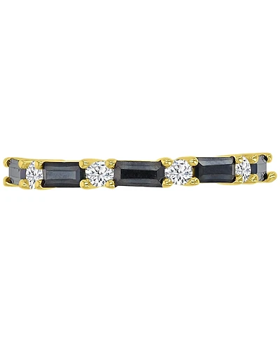 Black Spinel (5/8 ct. t.w.) & White Zircon (1/5 ct. t.w.) Stack Band in 14k Gold-Plated Sterling Silver