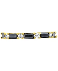 Black Spinel (5/8 ct. t.w.) & White Zircon (1/5 ct. t.w.) Stack Band in 14k Gold-Plated Sterling Silver