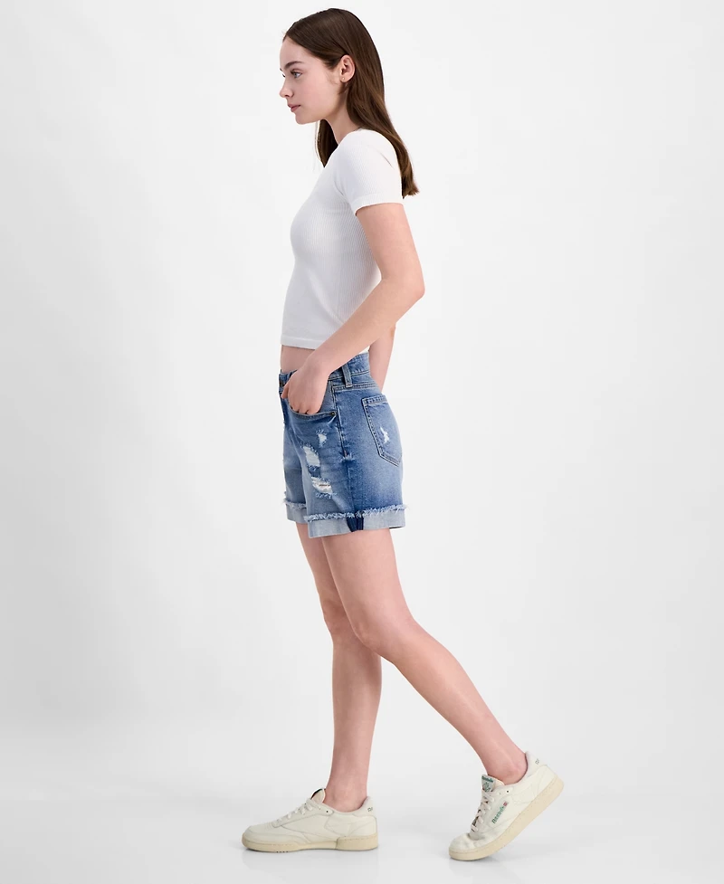 Celebrity Pink Juniors Mid Rise Frayed Cuff Shorts