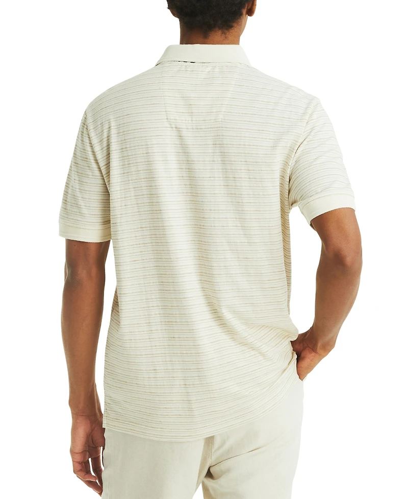 Nautica Men's Short Sleeve Textured Striped Polo Shirt