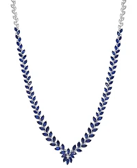 Effy Sapphire (12-1/5 ct. t.w.) & Diamond (1/2 ct. t.w.) V-Shape 18" Collar Necklace in 14k White Gold