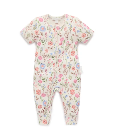 Purebaby Baby Girls Rib Zip Coverall