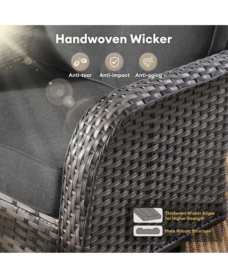 Xizzi 5-Piece Outdoor Wicker Patio Furniture Set, Double Resistance Rattan Rocking Chair and Coffee Table Conversation Set for Balcony Backyard De