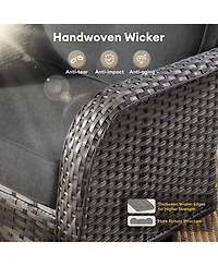 Xizzi 5-Piece Outdoor Wicker Patio Furniture Set, Double Resistance Rattan Rocking Chair and Coffee Table Conversation Set for Balcony Backyard De