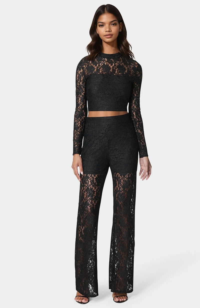 Bebe Women's Two Piece Lace Jumpsuit