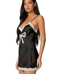 Edikted Women's Lace Bow Satin Effect Mini Dress